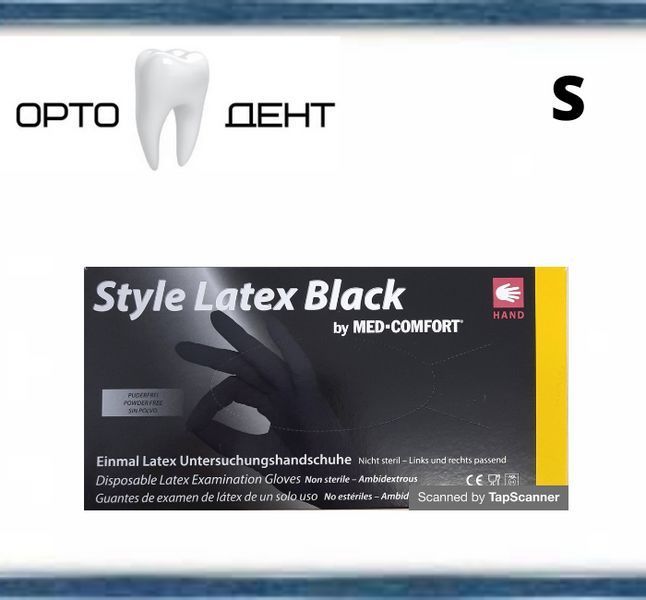 Латексні рукавички S Basic Style Latex Black 100шт/уп непудрені ЛП-8 фото