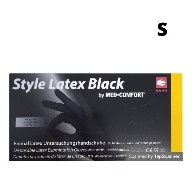 Латексні рукавички S Basic Style Latex Black 100шт/уп непудрені ЛП-8 фото