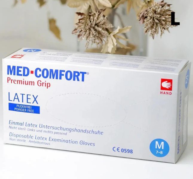 Латексні рукавички L. Med Comfort 100шт/уп не пудровані ЛП-20 фото