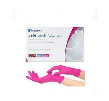 Рукавички нітрилові Medicom р.XS Маджента. Safe Touch Advanced 100 шт/уп. Текстуровані НП-120 фото