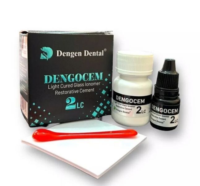 Dengocem 2 LC, набір: 15 г + 8 мл Стеклоіономерний цемент світлотвердіючий (Dengen Dental) РЦ-19 фото