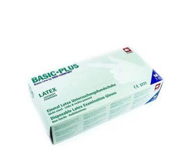 Перчатки латексные с тальком опудренные L. BASIC PLUS 100шт/уп ЛП-24 фото