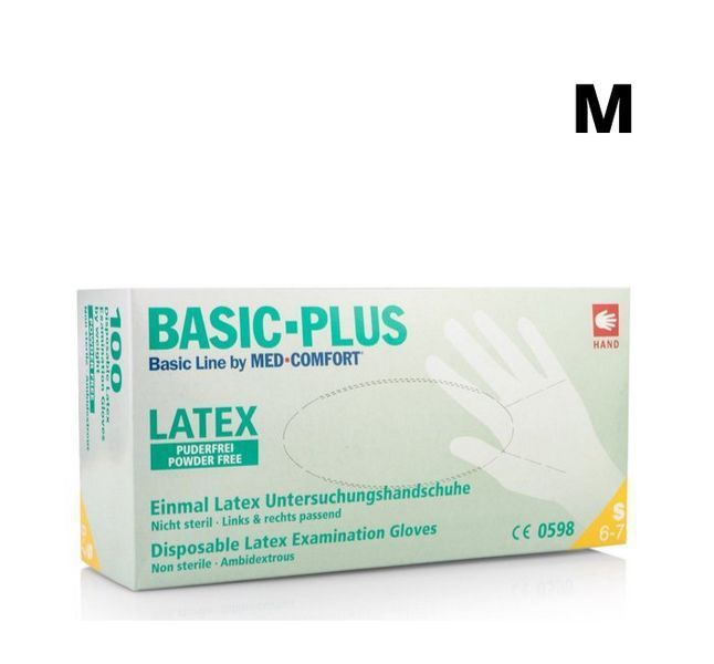 Латексні рукавички M Basic plus 100шт/уп непудрені ЛП-5 фото