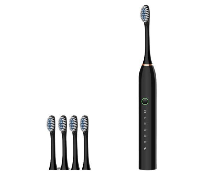 Електрична зубна щітка Sonic electric toothbrush X2 з 4 насадками. Чорна ЗБН-25 фото