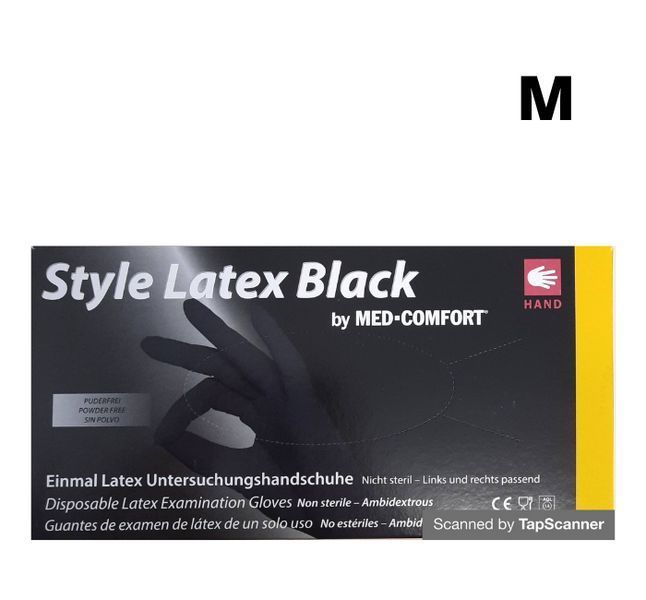 Латексні рукавички M Basic Style Latex Black 100шт/уп непудрені ЛП-11 фото