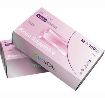 Нитриловые перчатки S, Rose Sapphire цвет светло-розовые 100шт/уп. Mediok НП-6 фото