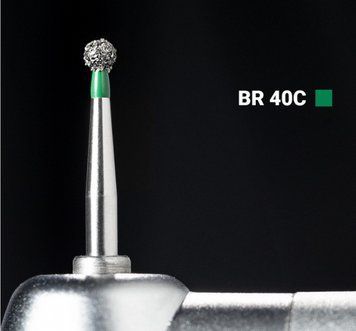 Алмазний бор BR-40C. Шаровидний (шарик) (ISO 001/017), зелений, Mani. Оригінал. БА-40 фото