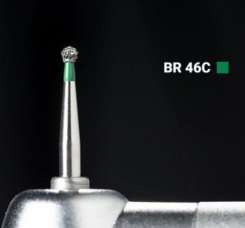 Алмазний бор BR-46C. Шаровидний (шарик) (ISO 001/013), зелений, Mani. Оригінал. БА-43 фото