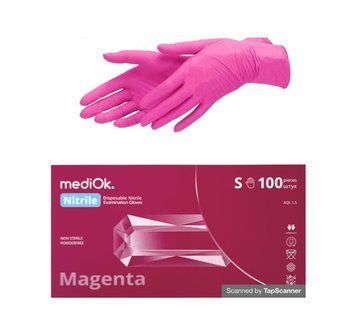 Перчатки нитриловые текстурированные Magenta MediOk 100шт/уп р. M НП-122 фото