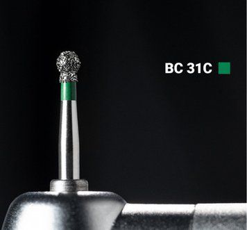 Алмазний бор BC-31C. Кульовий з манжетою (ISO 002/019), зелений, Mani. Оригінал. БА-76 фото
