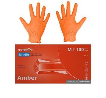 Перчатки нитриловые текстурированные Amber MediOk 100шт/уп р.S НП-123 фото