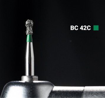 Алмазний бор BC-42C. Кулястий з манжетою (ISO 002/015), зелений, Mani. Оригінал. БА-77 фото