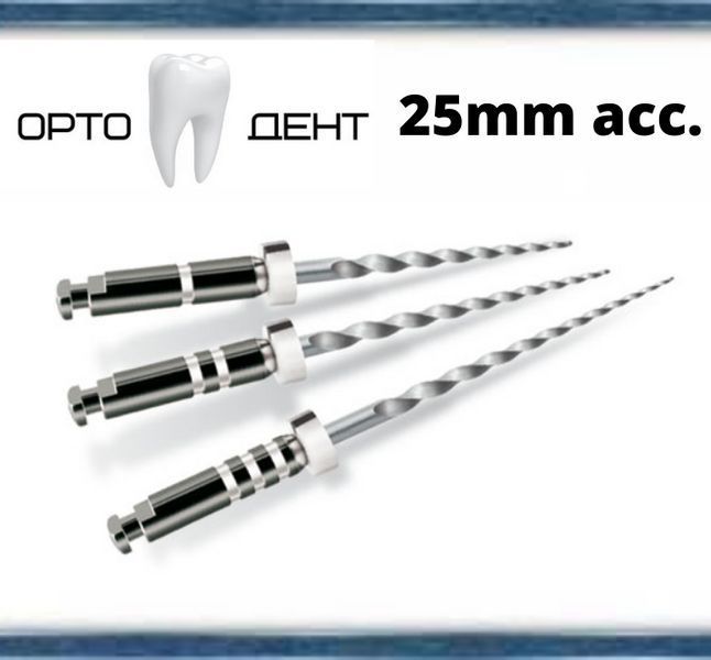ProTaper ассорти (6шт.): F1, F2, F3, S1, S2, SX, 25мм, машинные дриборы никельтитановые МИН-46 фото