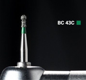 Алмазний бор BC-43C. Шаровидний з манжетою (ISO 002/013), зелений, Mani. Оригінал. БА-78 фото