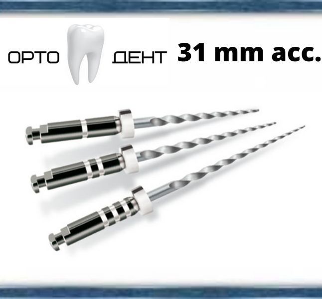 ProTaper ассорти (6шт.): F1, F2, F3, S1, S2, SX, 31мм, машинные дрельборы никельтитановые МИН-47 фото