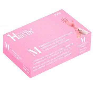 Нитриловые перчатки р. M. HOFFEN 100 шт/уп Светло розовый 2941000526 фото