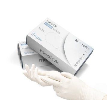 Перчатки нитриловые XS, Nitrile Snow цвет Белый 100шт/уп. Mediok НП-136 фото