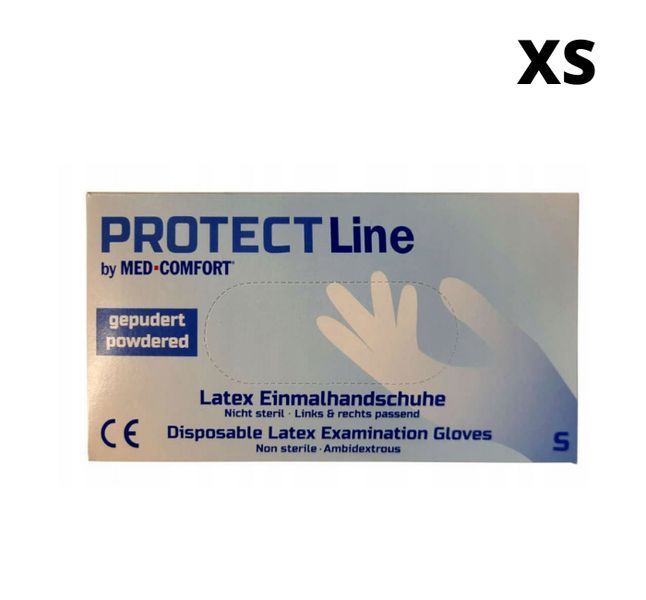 Латексні рукавички БЕЗ пудри MedComfort Protect Line розмір XS (100шт) білий ЛП-18 фото