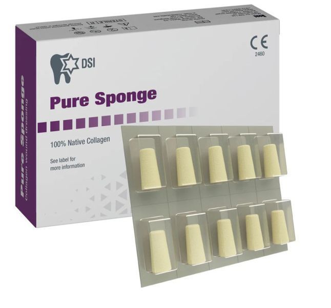 Коллагеновая губка DSI Pure Sponge, Цилиндр 8x14 мм 10 шт/уп ГМСТ-19 фото